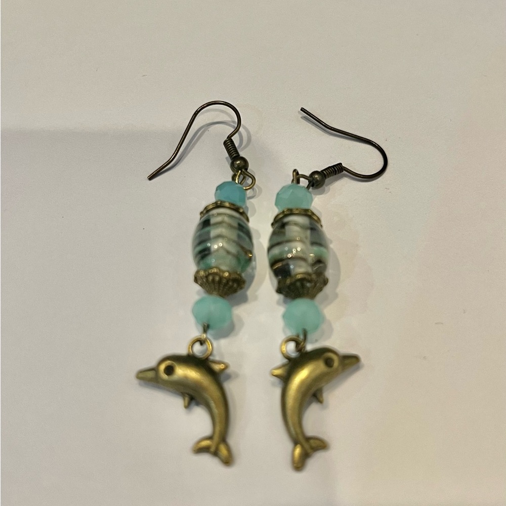 Beautiful crystal dolphin earrings
